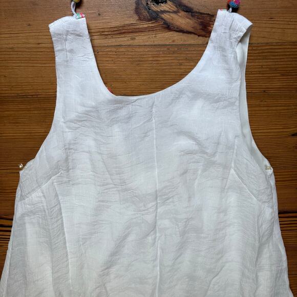 Entro white pom pom low back sleeveless coverup dress SIZE L - Picture 2 of 6